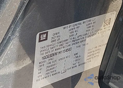 2017 Chevrolet Colorado Z71 z USA, uszkodzony, nr VIN 1GCGSDEN1H1154503